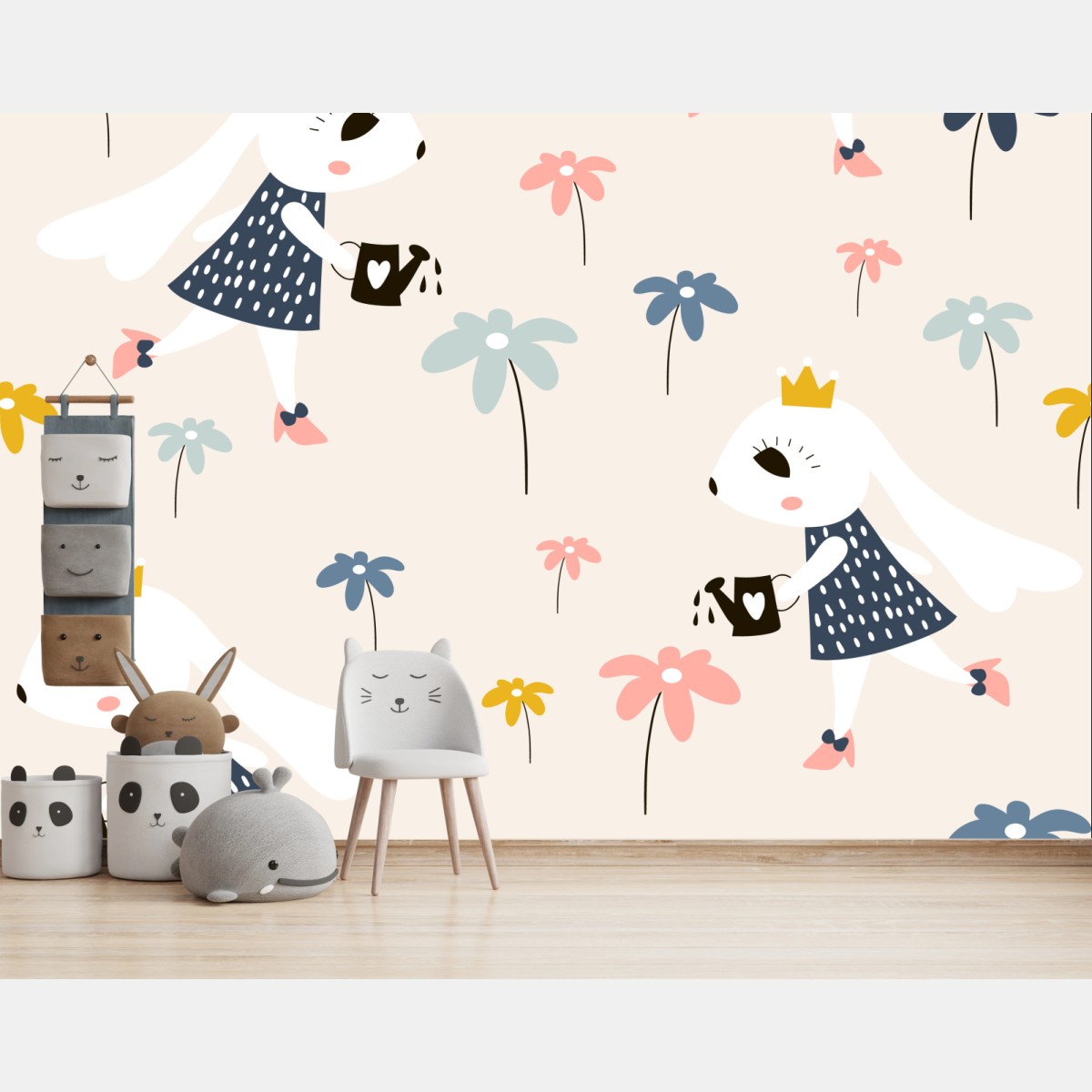 Wall mural little rabbit princess pattern • Wallissimo®