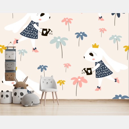 Wall mural little rabbit princess pattern • Wallissimo®