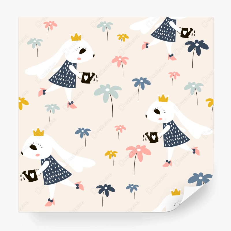 Wall mural little rabbit princess pattern