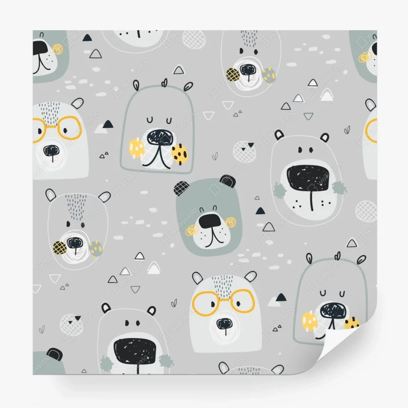Wall mural playful bear pattern nursery print