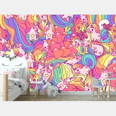 Wall mural playful pastel unicorns pattern • Wallissimo®