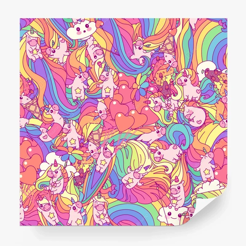Wall mural playful pastel unicorns pattern