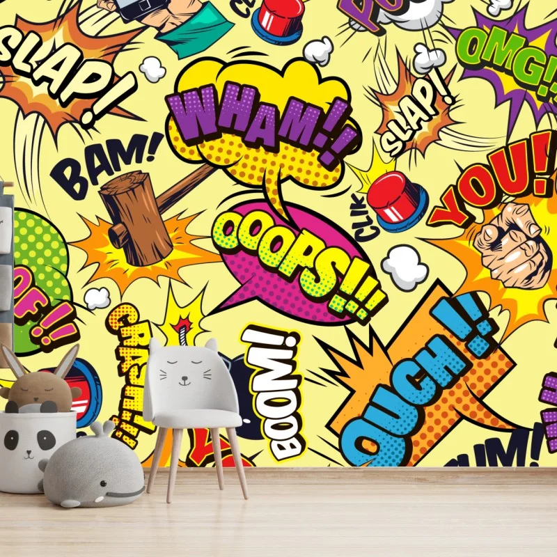 Wall mural retro pop-art comic collage