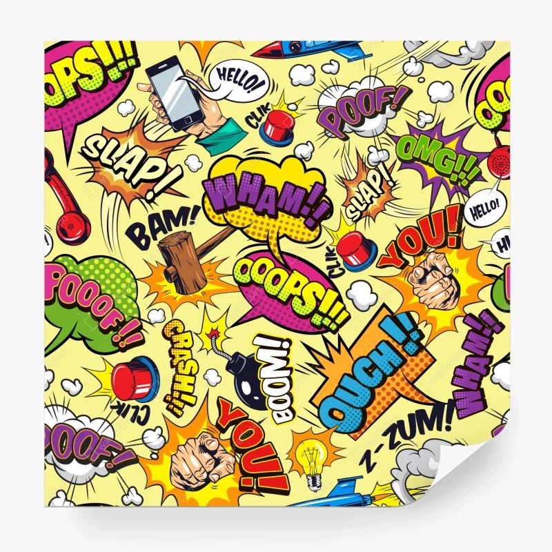 Wall mural retro pop-art comic collage