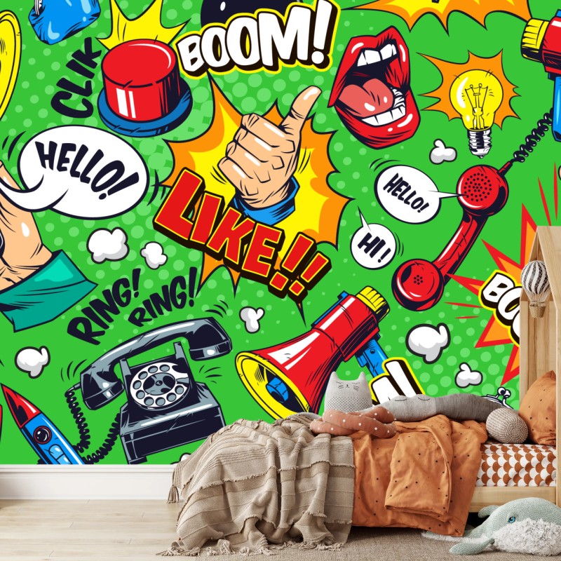 Wall mural comic pop art explosion pattern