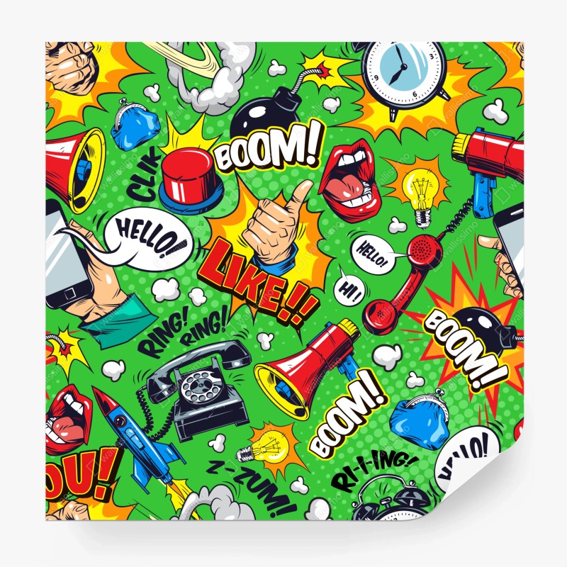 Wall mural comic pop art explosion pattern