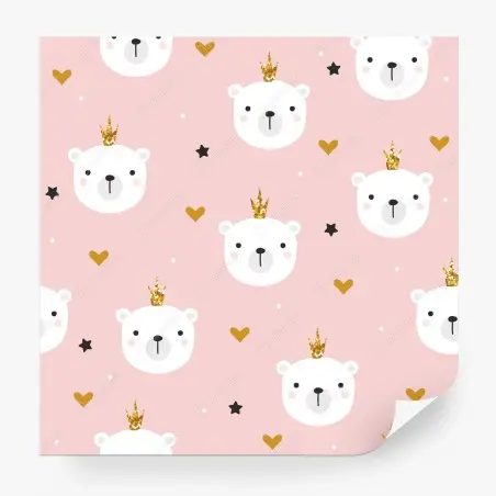 Wall mural cute polar bear crown pattern for nursery • Wallissimo®