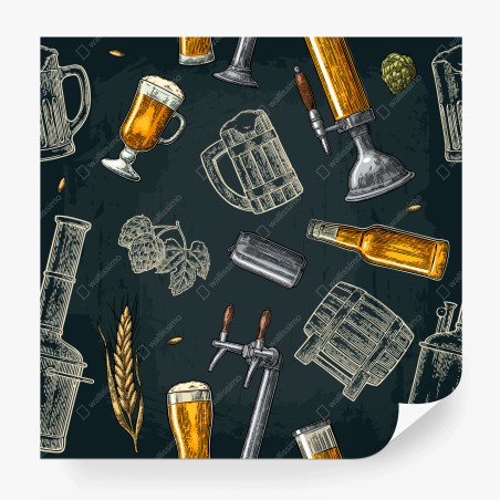 Wall mural vintage beer brewery pattern • Wallissimo®