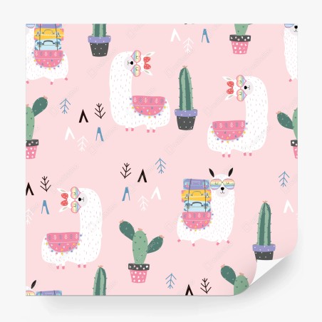 Wall mural cute pastel llama pattern • Wallissimo®