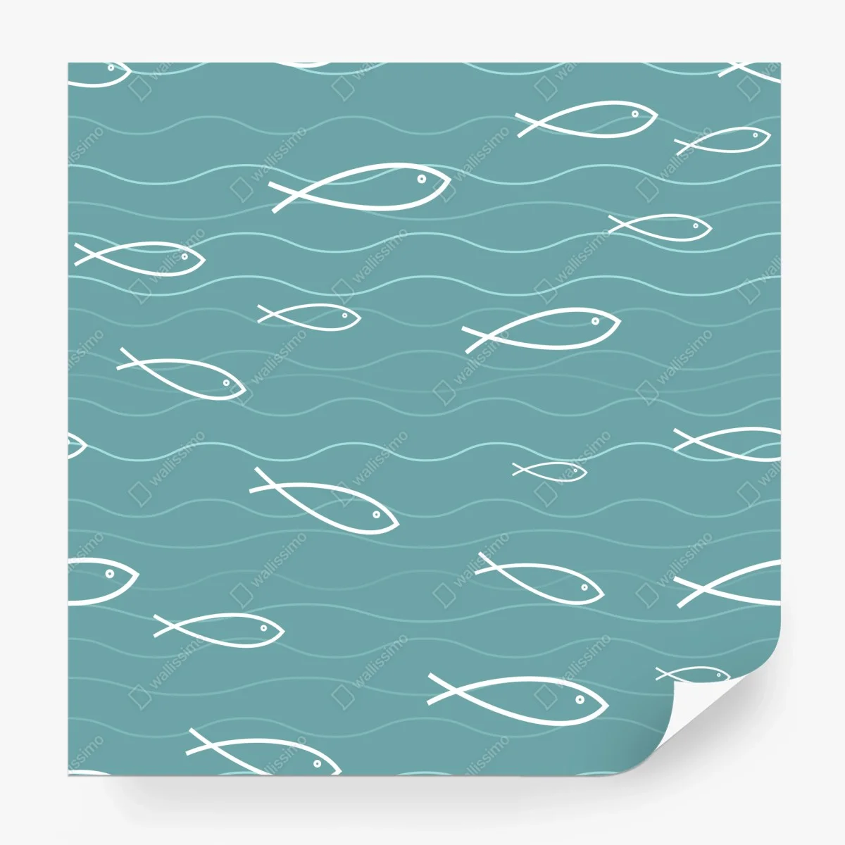 Wall mural turquoise fish pattern ⁕ Wallissimo® Wall mural turquoise fish pattern ⁕ Wallissimo®