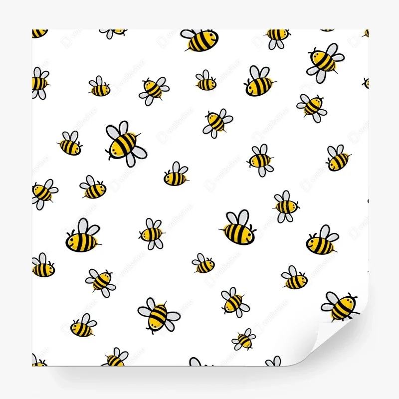 Wall mural playful bee pattern for kids room