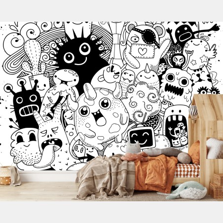 Wall mural playful monster doodle • Wallissimo®