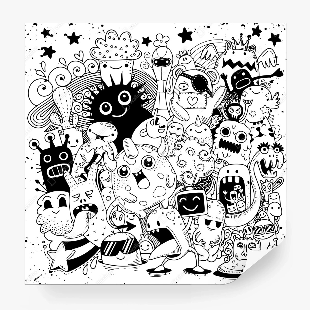 Wall mural playful monster doodle • Wallissimo®