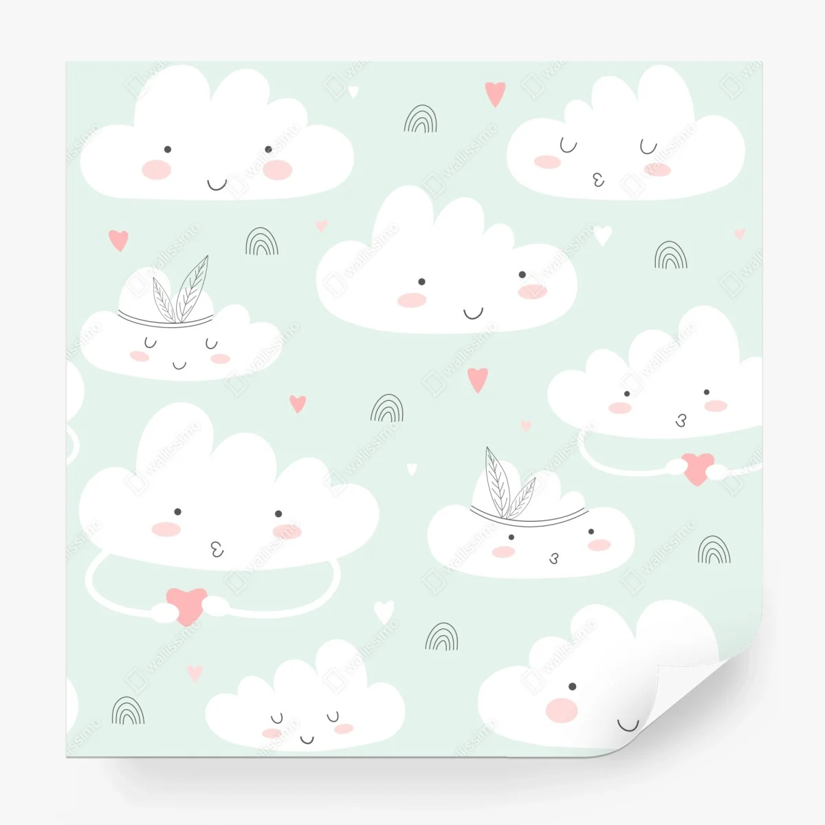 Wall mural smiling clouds pastel nursery pattern ⁕ Wallissimo® Wall mural smiling clouds pastel nursery pattern ⁕ Wallissimo®