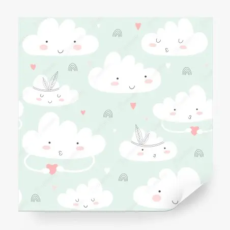 Wall mural smiling clouds pastel nursery pattern • Wallissimo®