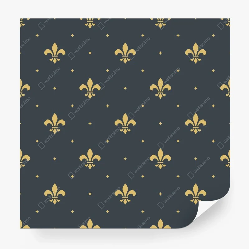Wall mural gold fleur-de-lis seamless pattern on dark background