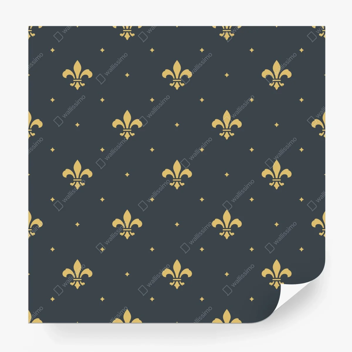 Wall mural gold fleur-de-lis seamless pattern on dark background • Wallissimo®