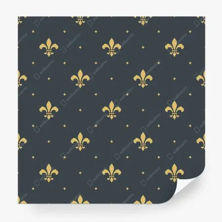 Wall mural gold fleur-de-lis seamless pattern on dark background • Wallissimo®