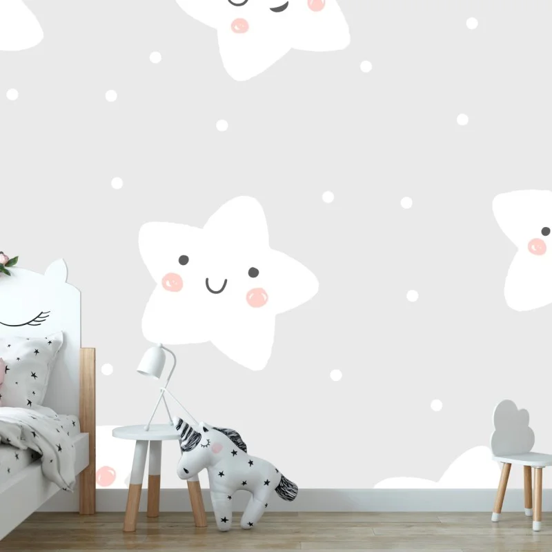 Wall mural cute smiling stars nursery pattern