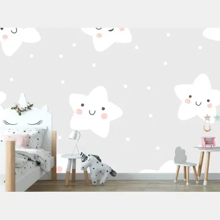 Wall mural cute smiling stars nursery pattern • Wallissimo®