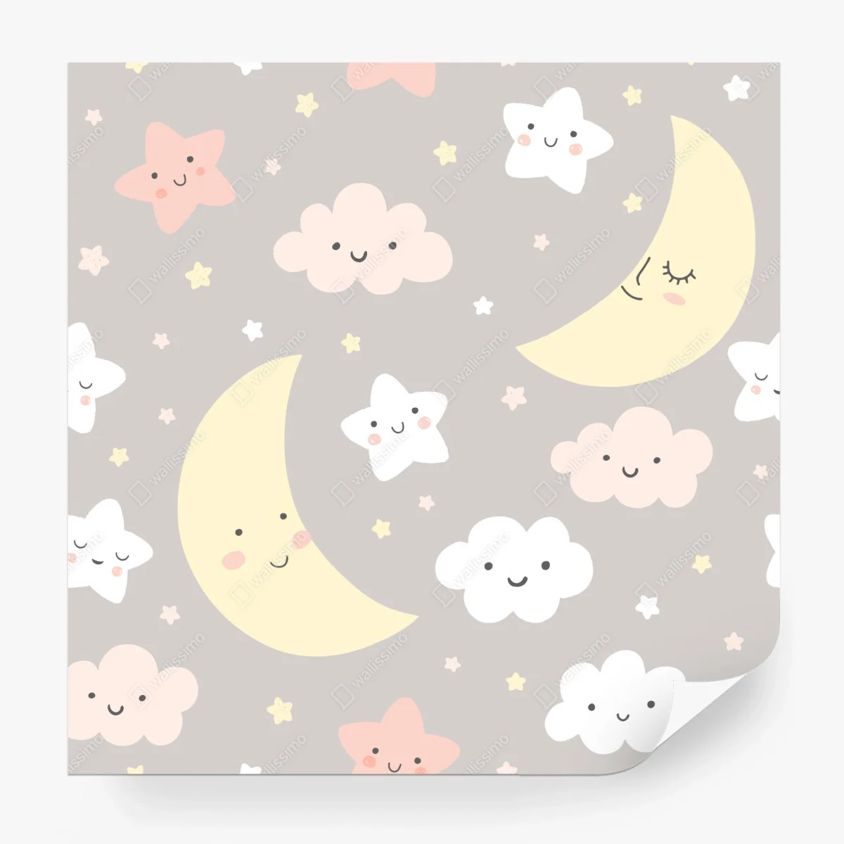 Wall mural sleepy moon and stars nursery pattern ⁕ Wallissimo® Wall mural sleepy moon and stars nursery pattern ⁕ Wallissimo®