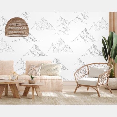 Wall mural hand-drawn mountain pattern • Wallissimo®