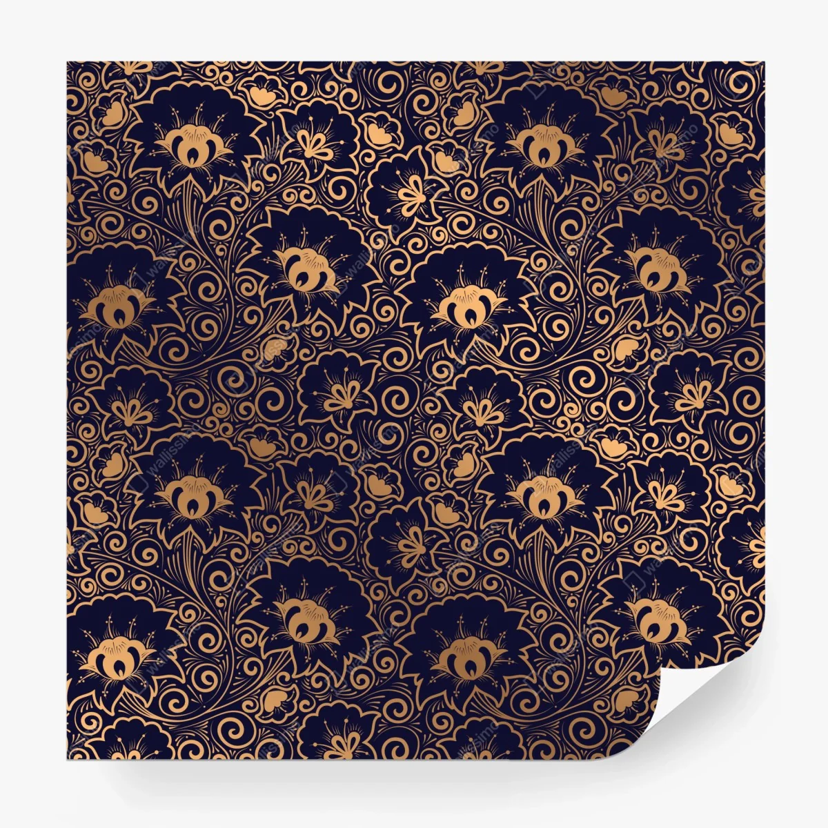 Wall mural luxury gold floral pattern on dark background ⁕ Wallissimo®