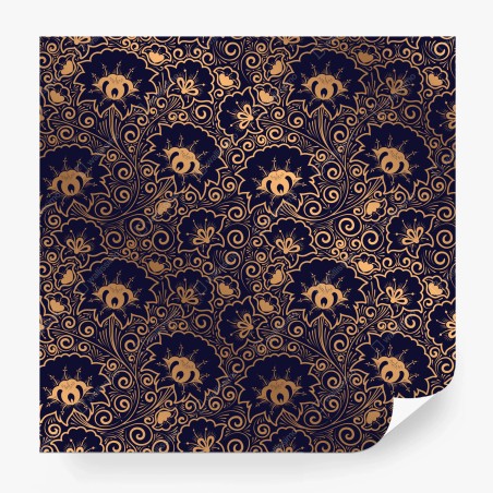 Wall mural luxury gold floral pattern on dark background • Wallissimo®