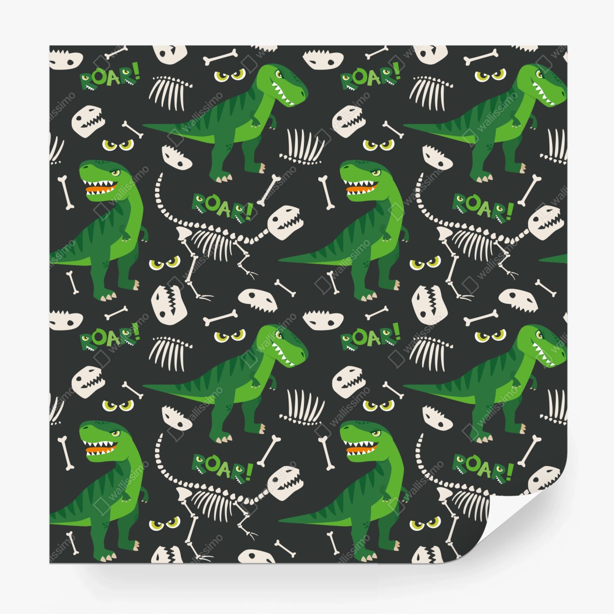 Wall mural playful green t-rex pattern • Wallissimo®