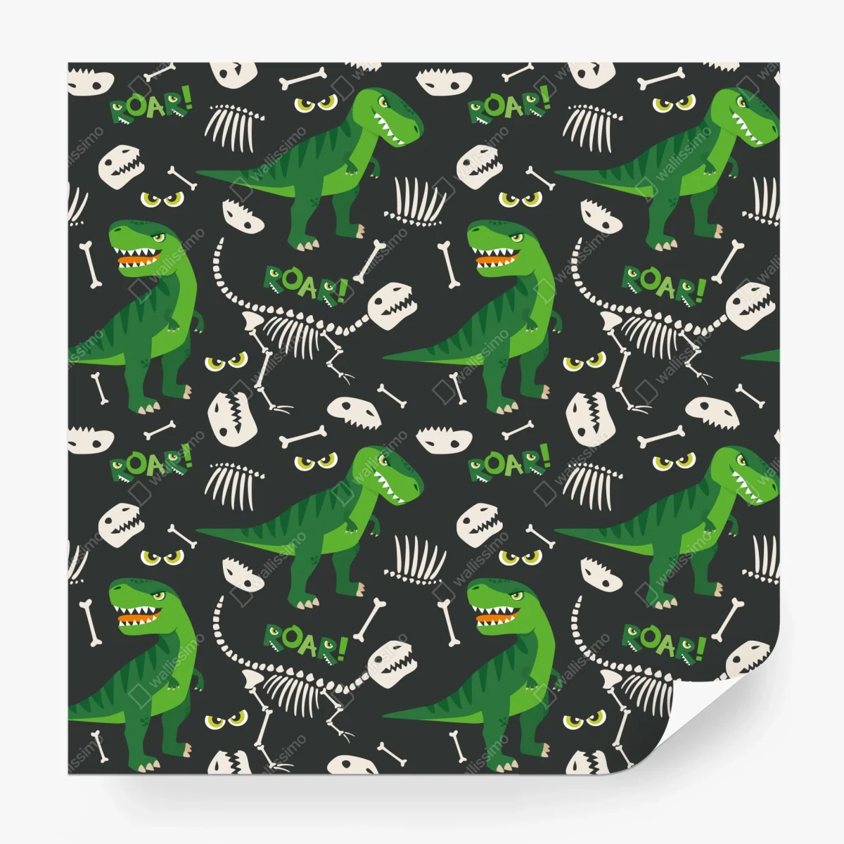Wall mural playful green t-rex pattern ⁕ Wallissimo®