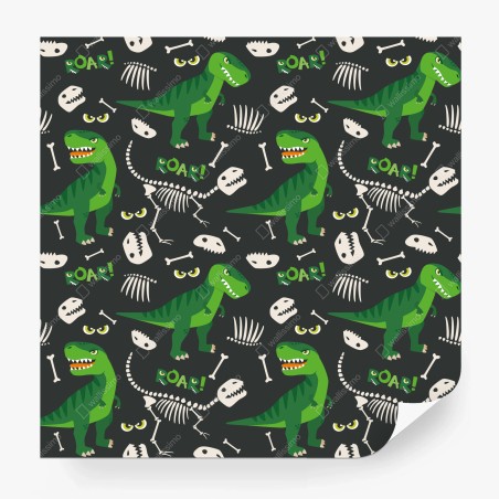 Wall mural playful green t-rex pattern • Wallissimo®