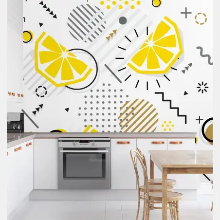 Wall mural bright citrus geometric pattern • Wallissimo®