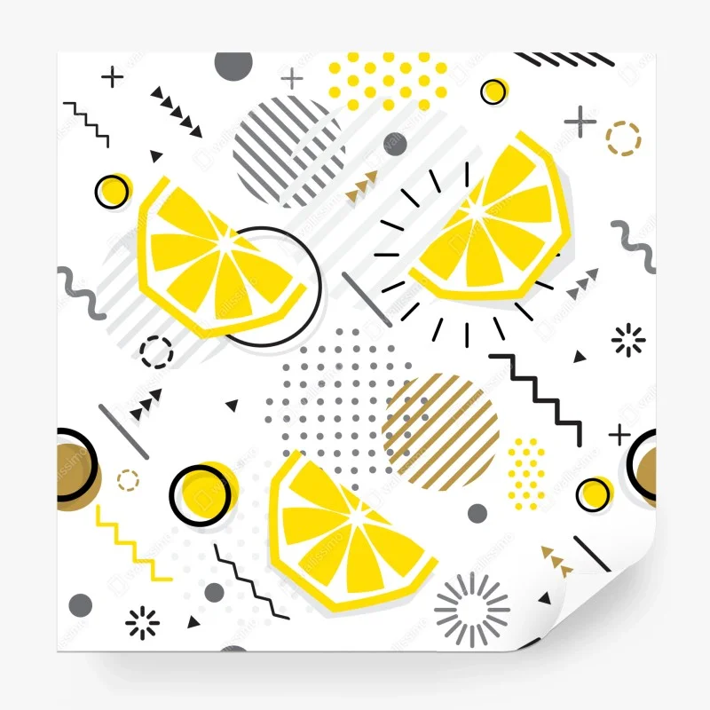 Wall mural bright citrus geometric pattern
