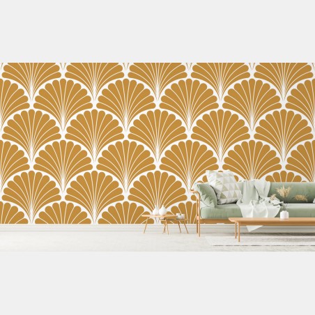 Wall mural golden art deco fan pattern • Wallissimo®