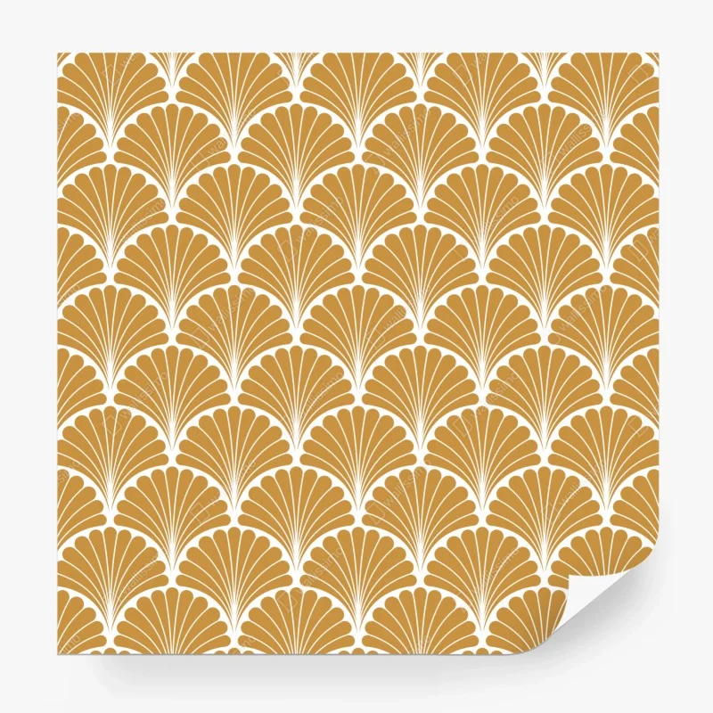 Wall mural golden art deco fan pattern