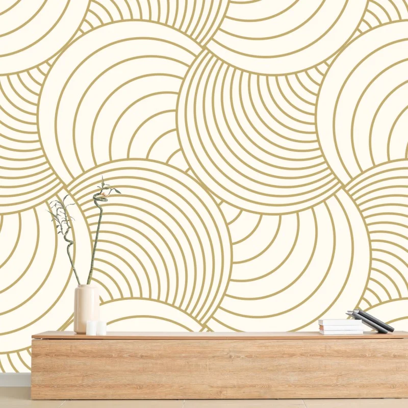Wall mural gold art deco circle pattern