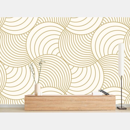 Wall mural gold art deco circle pattern • Wallissimo®