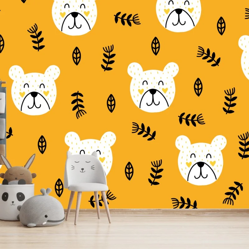 Wall mural playful bear pattern nursery print