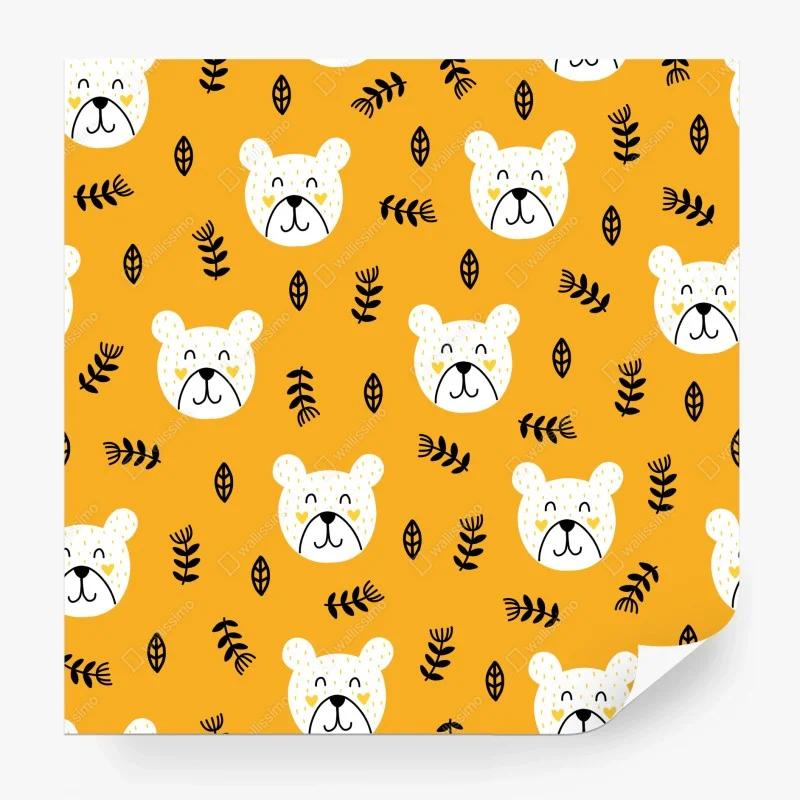 Wall mural playful bear pattern nursery print