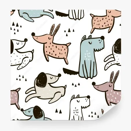Wall mural playful pastel dogs pattern • Wallissimo®