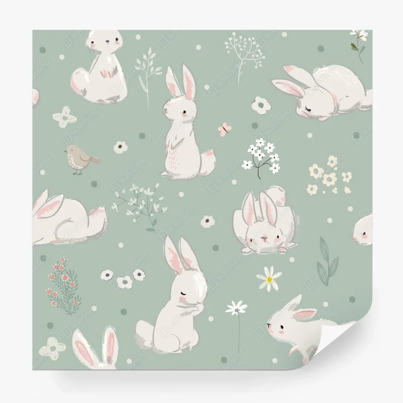Wall mural pastel bunny nursery pattern ⁕ Wallissimo® Wall mural pastel bunny nursery pattern ⁕ Wallissimo®