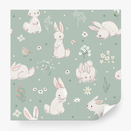 Wall mural pastel bunny nursery pattern • Wallissimo®