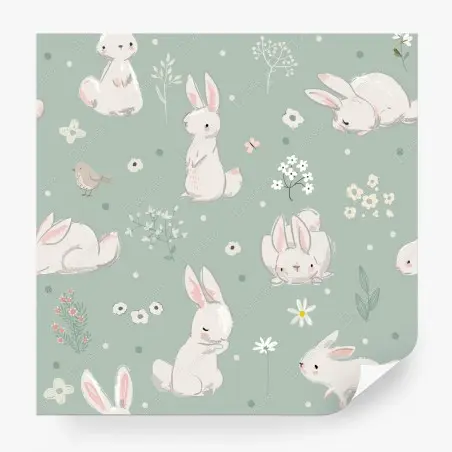 Wall mural pastel bunny nursery pattern • Wallissimo®