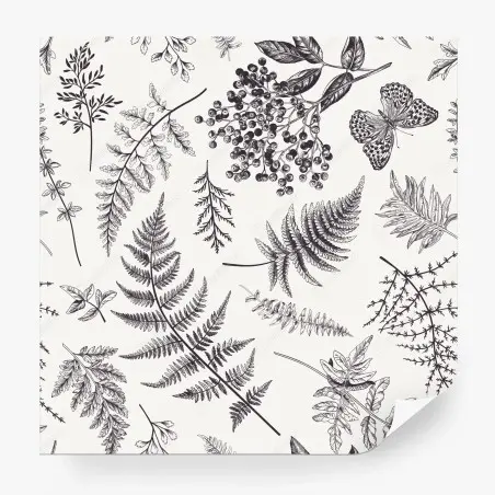 Wall mural monochrome botanical leaves pattern • Wallissimo®