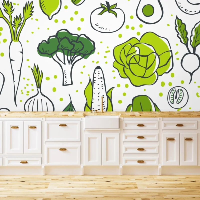 Wall mural green vegetables pattern wall art