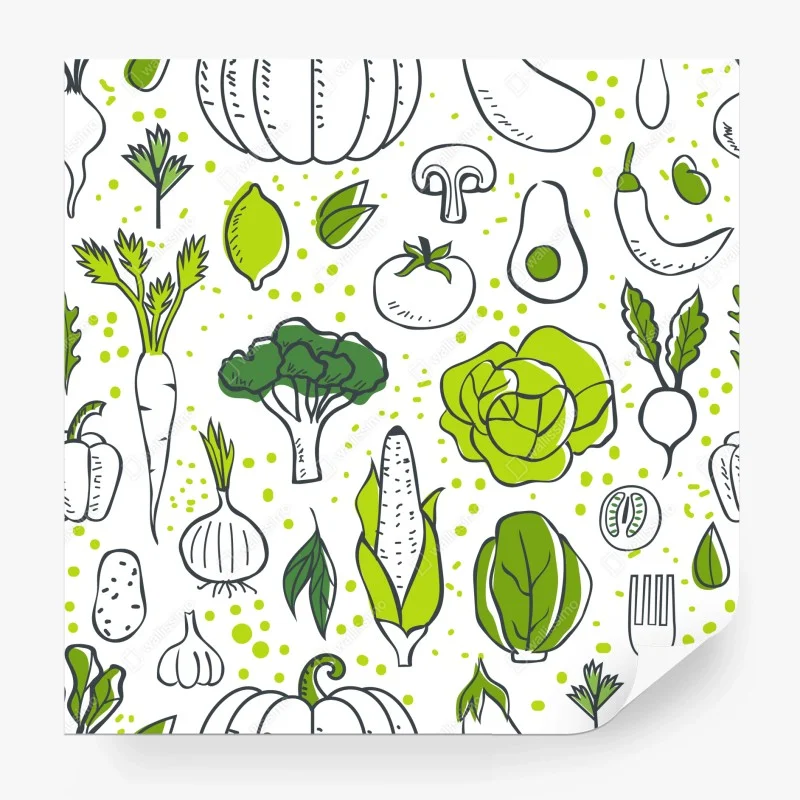 Wall mural green vegetables pattern wall art