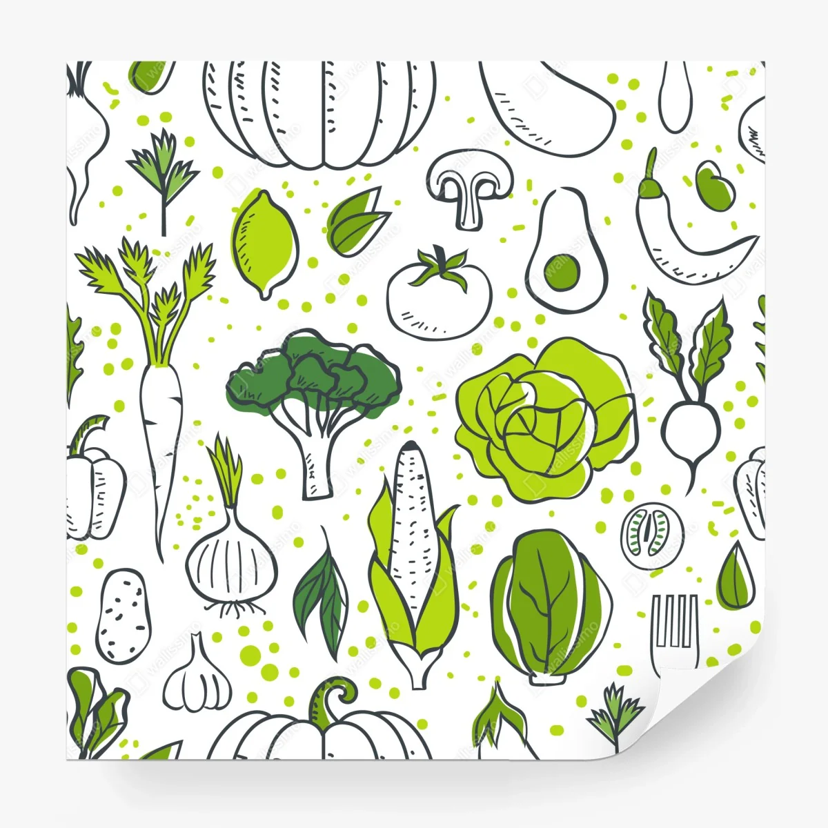 Wall mural green vegetables pattern wall art ⁕ Wallissimo®