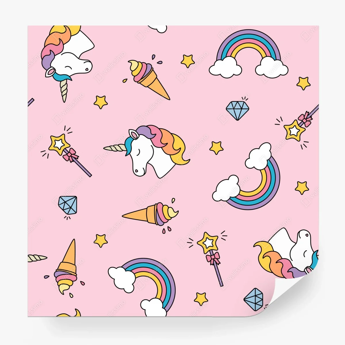 Wall mural pastel unicorns and rainbows pattern ⁕ Wallissimo® Wall mural pastel unicorns and rainbows pattern ⁕ Wallissimo®