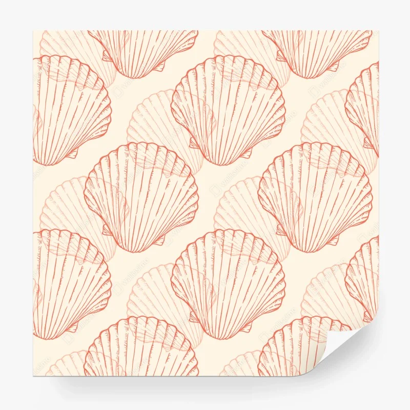 Wall mural coral scallop shell pattern