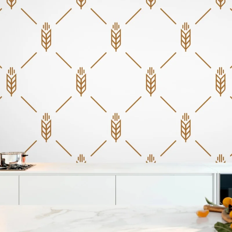 Wall mural gold geometric wheat pattern